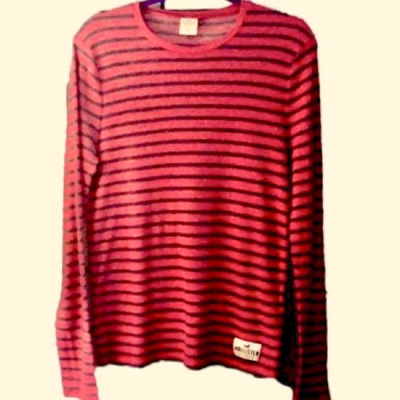 Hollister Tops - Hollister mauverust blue striped longsleeve jersey